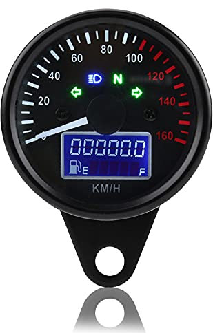 Keenso Universal Motorrad Digital LCD Tachometer Tachometer Geschwindigkeitsmesser 160 kMH DC 12 V
