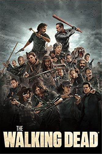 AXKQ DIY 5D New Diamond Painting, The Walking Dead Full Character Poster, Round Diamond Cross Stitch, Used for Room Decoration(9.8x11.8inch)