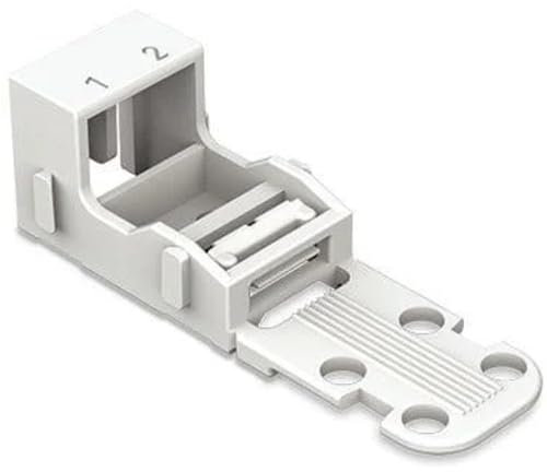 WAGO Befestigungsadapter 221-512 | für 2 Leiter-Klemmen, 4 mm², 10 Stück, mit Rastfuß, geeignet für liegende Montierung von Verbindungsklemmen, weiß
