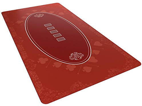 Bullets Playing Cards, Designer Pokermatte rot in 200 x 100 cm für den eigenen Pokertisch, XXL Deluxe Pokertuch, Pokerteppich, Pokertischauflage ……