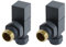 Milano 15mm Anthracite Grey Square Angled Heated Towel Rail Radiator Valves