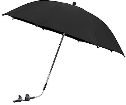 STARRY CITY Kinderwagen Regenschirm Mit Verstellbarer Klammer Buggy Sonnenschirm Mit Clip Auf UPF 50+ Ideal Für Kinder(Schwarz)