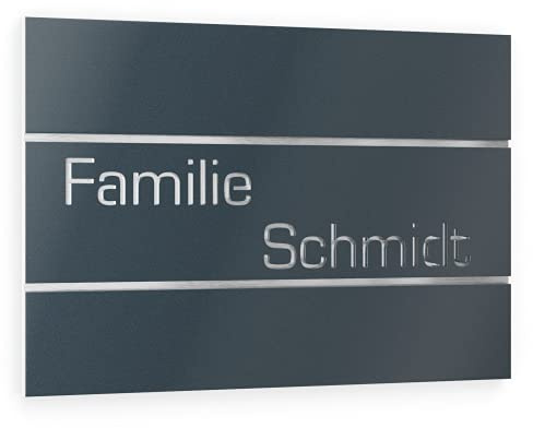 Graviers Design Türschild aus V2A Edelstahl 250x175mm - Anthrazit RAL 7016 - Wetterfest Rostfrei Individuell anpassbar - Made in Germany