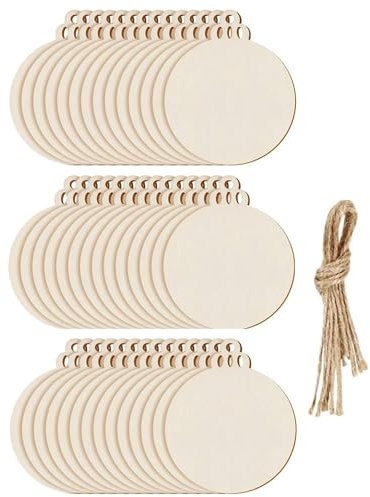 DRERIO 100 Stück Runde Holzscheiben Unvollendete Holzkreise Naturholzscheiben Holz Ornamente für Weihnachten Dekoration Handwerke Basteln Bemalen Scrapbook