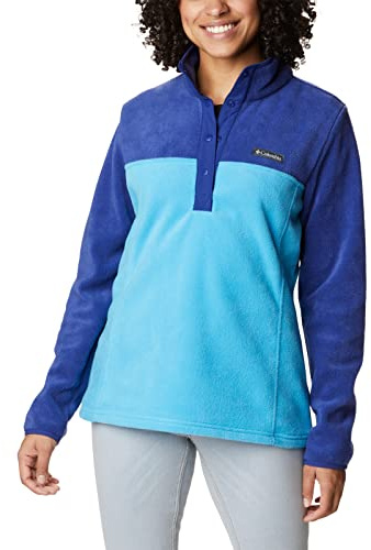 Columbia Benton Springs Classic Fit Full Zip Soft Fleece Jacket Women's Fleece Jacket, Cool Blue/Dark Sapphire, XXL