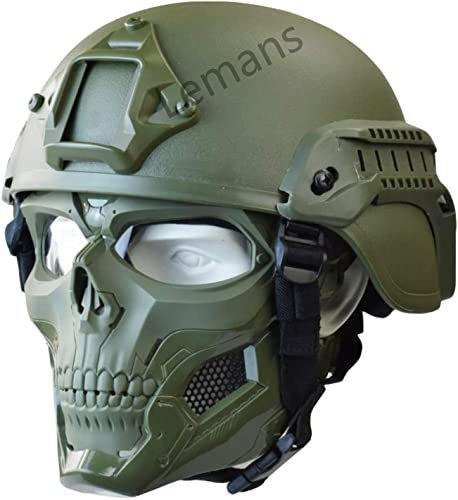 Taktischer PJ-Helm und Airsoft-Totenkopf-Vollgesichtsschutzmaske, Dual-Mode-Wear-Design Für Airsoft Paintball CS-Spiel