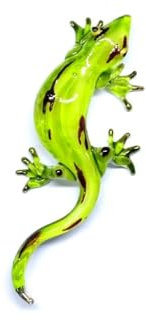 Handgefertigte Mini-Gecko-Eidechsen-Figuren, geblasenes Glas, Fantasie-Sammelfiguren, Geschenkideen, Miniatur-Reptilientiere, kleine Ornamente, coole Dekoration (Hellgrün N4)