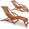 Casaria® 2X Chaises Longues en Bois d'acacia Bain de Soleil Ergonomique avec Appui tête Transat Jardin Repose Pieds Amovible