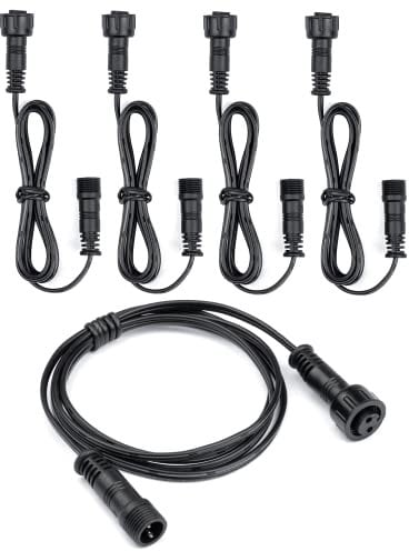 HIBOITEC 2 pins 1m Waterproof Extension Cable 5 Pack, for Outdoor led decking Lights Single Color