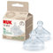 NUK for Nature Ersatz Silikon Trinksauger für Babyflasche | Mittelgroß (6−18 Monate) | Der Mutterbrust nachempfunden | Anti-Colic-Ventil | Nachhaltige und BPA-freie Materialien | 2 Stück