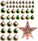 Tradineur - Set de 42 Bolas de Navidad de Color Dorado con tamaños y diseños Surtidos y 1 Estrella en Dorado, Ideal para completar el arbol navideño. Set para Decoracion navideña.