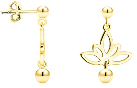 SOFIA MILANI - Damen Ohrringe 925 Silber - vergoldet/golden - Lotus Kugel Blumen Ohrstecker - E1786