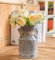 Vintage Galvanized Metal Flower Jug Vase, Farmhouse Decorative Milk Can, Rustic Pitcher Jug Vase for Flowers (18.2cm) Gray With Whitewash