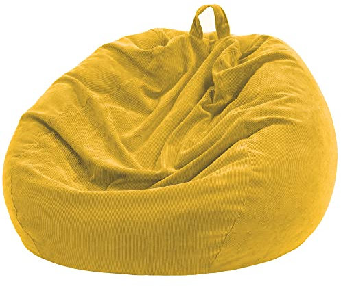 Nobildonna Sitzsackstuhl für Kinder und Erwachsene, nur Bezug (Keine Füllung) für Sofa-Stofftiere, 110 x 89 cm(Tiefgelb)