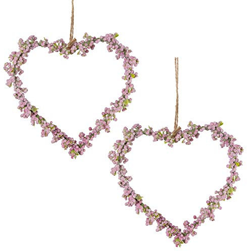 matches21 Schleierkraut Herz Blumenherz Deko rosa Fensterdekoration Frühlingsdekoration Fensterhänger 2er Set 11x11 cm