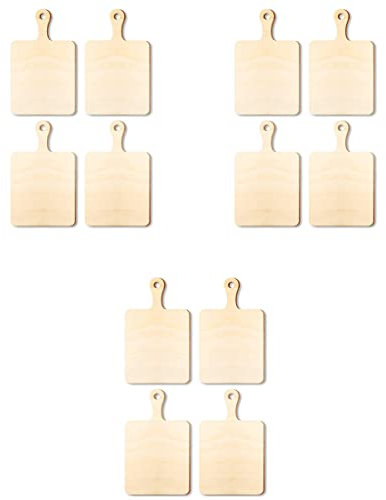 Hausdec 12 Pezzi Mini Tavole da Taglio in Legno Vergini con Manico Tagliere Fai da te Cucinare Legole Decor A