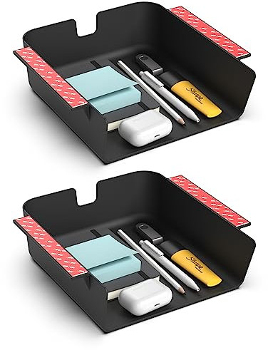 HumanCentric Aufbewahrungsregal unter dem Schreibtisch, Schubladen-Organizer für Büroschreibtische, Tische, Arbeitsplätze, Halterung unter dem Schreibtischregal, zum Schrauben oder Aufkleben, 2 Stück