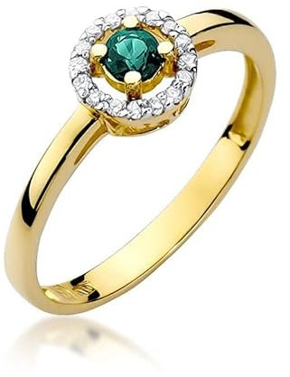 Damen Ring 585 14k Gold Gelbgold echt Smaragd Edelstein Diamanten Brillanten