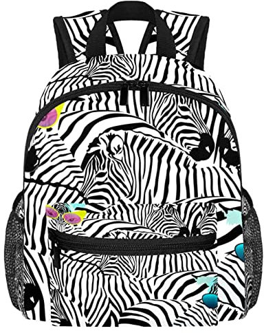 DJROW Cooler Zebra-Brillen-Muster, für Kleinkinder, Jungen, Mädchen, Kindergarten, Snack, Kindergarten, Schule, mehrfarbig, Small