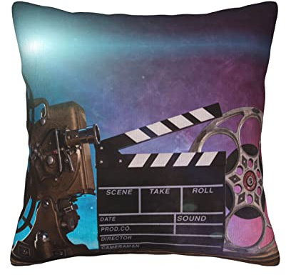 Movies Clapperboard Throw Pillow Covers Soft Modern Decorative Cord Cushion Covers Square Cushion Case for Living Room Bedroom Couch Bed 50,8 x 50,8 cm