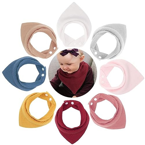 DRESHOW Baby Lätzchen 8 Pack Baby Bandana Super Saugfähige Sabberlätzchen für Unisex Jungen Mädchen 100% Baumwolle für Zahnen und Sabbern