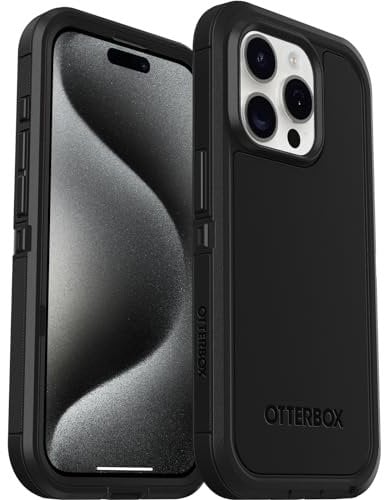 OtterBox Defender XT Hülle für iPhone 15 Pro mit MagSafe, stoßfest, Ultra-robust, schützende Hülle, 5X getestet nach Militärstandard, Schwarz