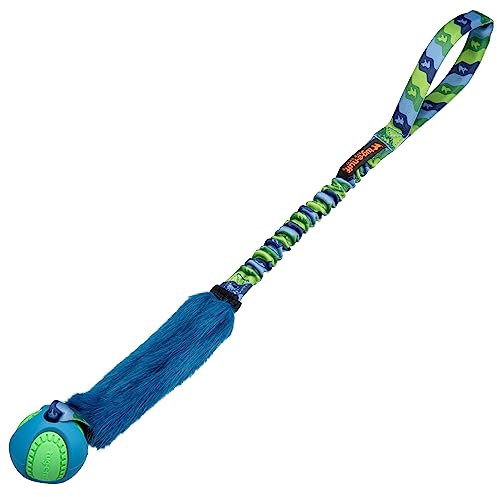 Tug-E-Nuff - Fauxtastic PowerBall Bungee, strapazierfähiges Bungee-Zerrspielzeug für Hunde, ideal für interaktives Hundetraining und Hunde jeden Alters, aus strapazierfähigem Kunstfell, 63 cm lang