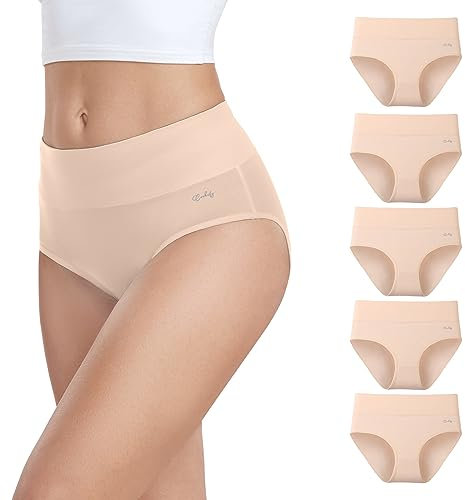anqier Unterhosen Damen, 5er Pack Stretch Baumwolle Hohe Taille Slips Damen Atmungsaktiv Panties Weich Frauen Unterwäsche