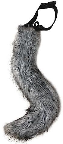 Halloween Kostüme Plüsch Fuchsschwanz Cosplay Kunstpelz Fuchs Wolf Kostüm Katze Schwanz Kinder Erwachsene Cosplay Halloween Weihnachtsfeier Fasching Karneval Masquerade Cosplay Frauen,dunkelgrau