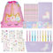 OFFCUP Einhorn Schreibwaren Geschenk Set, Einhorn Stifte Set, Inklusive Kordel Lagerung Taschen, 1 Bleistifttasche, 12 Bleistift, 10 Gelschreiber, 1 Federmäppchen, 6 Aufkleber, 1 großes Buch