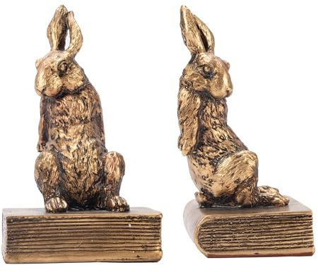 Buchstützen für Regale zum Halten von Büchern, Hevay Duty, dekorative Buchstützen für Bücherregal-Dekor, niedliches Tier, Kaninchen, Buchstopper, Osterhasen-Statuen für Zuhause, Büro, Schreibtisch