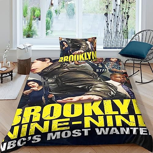LENTLY Brooklyn Nine-Nine Posters Bettwäsche Bettbezug Für 3D Microfaser Bettwäsche Set Kinder Erwachsene,Mit Reißverschluss Und Kissenbezug Single(135x200cm)