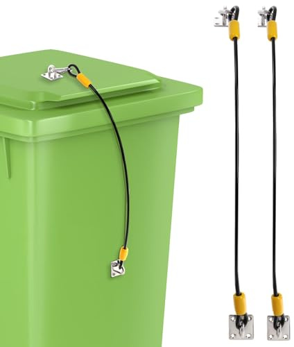 Dicunoy 2 Pack Wheelie Bin Lock, Stainless Steel Trash Can Lid Lock Kit, Outdoor Garbage Can Lock, Heavy Duty Trash Can Locks for Stop Animals, Squirrels, Dogs and Raccoon Rummaging