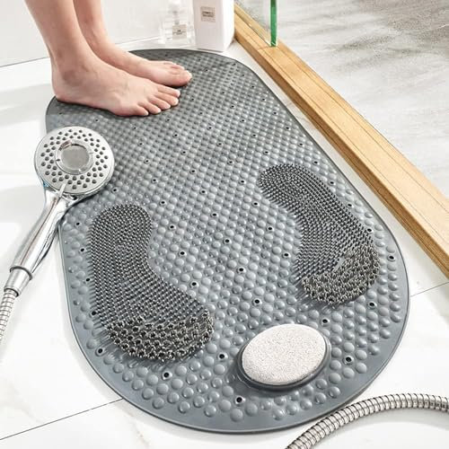 Tappetino da doccia con pietra pomice rimovibile, tappetino da massaggio per vasca da bagno per vasca idromassaggio tappetino da bagno tappetino idromassaggio 80x40 cm PVC tappetino da bagno