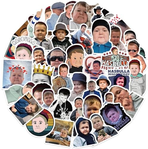 Hasbulla Stickers for Laptop (50 PCS),Gift for Children Teens Adults Girl Boys,Waterproof Stickers for Water Bottle,Meme Vinyl Stickers for Scrapbook,Skateboard,Bike,Phone,Dairy