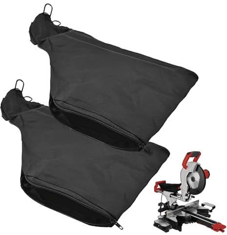 Nadiaen 2 PCS Evolution Mitre Saw Dust Bag,Dust Bag with Zipper & Wire Stand,Makes It Easy to Dispose,Adjustable Mitre Saw Dust Bag,for Fits Model 255 Miter Saw Accessories (Black)