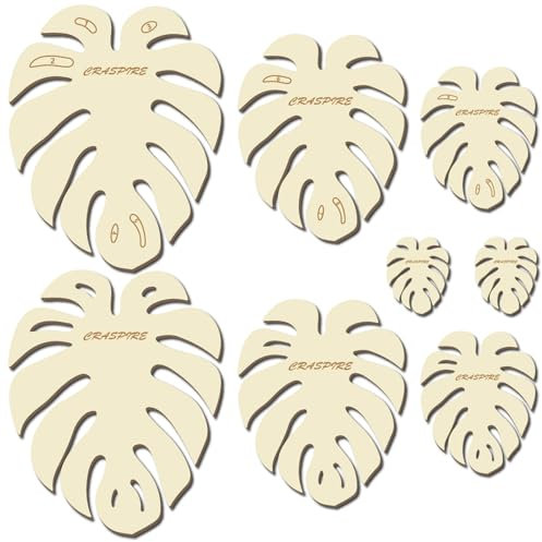 craspire 8 Stück 4 Größen Makramee Blatt Schneideschablone Natürliches Holz Sommer Monstera Blätter Schnittformen Rustikale Quaste Holz Makramee Schablone Aufhängewerkzeug Für Heimwerker Basteln
