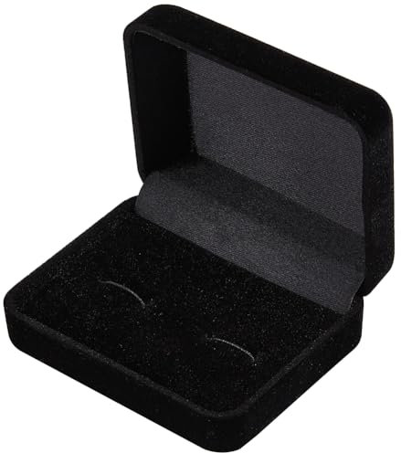 Beebeecraft Caja de Terciopelo para Gemelos Rectangular Negra para Guardar Joyas Pendientes Anillos Pendientes Clips de Corbata Estuche Organizador Regalos de Boda Colgantes para Hombre 7.6x6x3cm