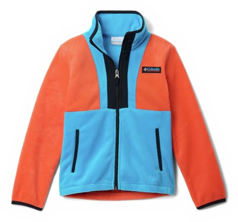 Columbia Youth Unisex Back Bowl 2 Full Zip Fleece, Full Zip Fleece Jacket, Zing, Compass Blue, Black, M