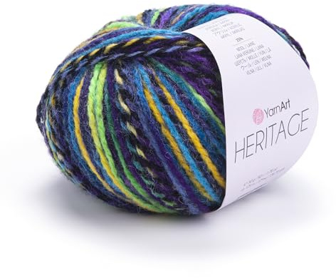 YarnArt Heritage Variegated Wool Yarn – Medium Weight, Soft – for Knitting Sweaters, Cardigans, Scarves & Hats (334)