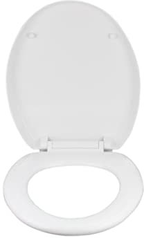 Toilet Seats V-Shaped Toilet Lid with Soft Close Quick Release Adjustable Hinges for Easy Cleaning White