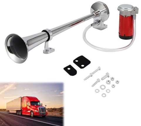 Cerioll Trombe Ad Aria, 12V Clacson Per Auto, Trombe Camion 12V, Clacson Ad Aria, Con Kit Compressore, Super Forte 150db Per Auto, Camion, Barca (Sliver)
