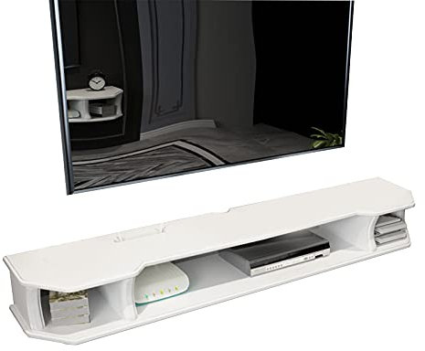 LFONDIGE Meuble TV Peint Blanc, Meuble TV en Bois, Console TV de Salon, idéal pour Meuble de Rangement/Coiffeuse (Taille : 90 cm)