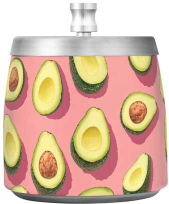 Avocados Aschenbecher aus Edelstahl, mit Deckel, für Innen- und Außenbereich, Terrasse, kühler, rauchfreier Aschenbecher für Männer und Frauen, Hot Pink