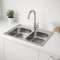 Melanstar Fregadero doble de acero inoxidable, 80 x 50 cm, con 2 cuencas, orificio para grifo y juego de sifón, fregadero cocina 2 senos fregadero dos senos kitchen sink (80x60cm)