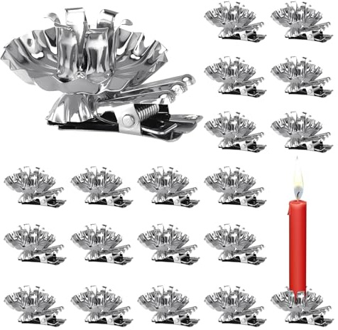 Xialvyu 20 Stück Baumkerzenhalter Clip,Mini Kerzenhalter Weihnachtsbaum,Metall Vintage Kerzenständer mit Clip für Hochzeit Geburtstag Feier Weihnachten Party Deko(Silber)
