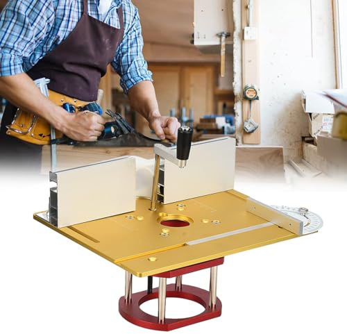 HFASD Oberfräse Tisch, Frästisch Für Oberfräse, Hubtische, Oberfräsenhebetisch Router Tisch Lift Kit, Trimmmaschine, Fräslift, Trimmen Maschine Invertiert Hubtisch Frästisch Für Oberfräse (Gold)