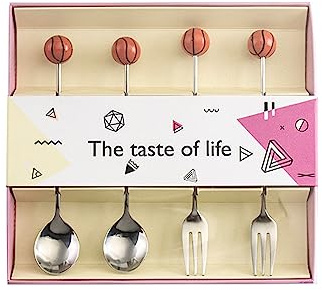 4 Stück Vorspeisen, Kuchen- und Obstgabeln, Edelstahl, Kaffee-Dessertgabeln für kreative 2 Farben, für Par-Dessertlöffel, Edelstahl