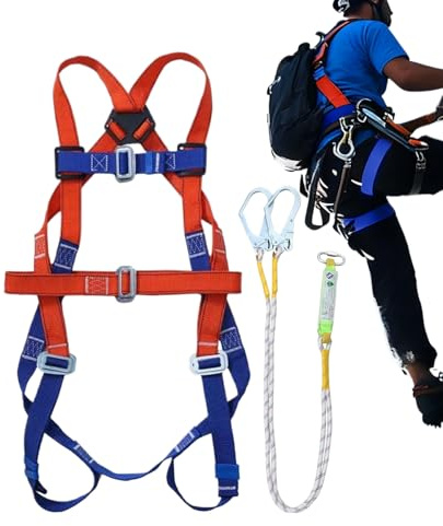 Arnes Para Hombre Construccion,Arnes De Seguridad Corporal Completo 5 Puntos Proteccion Anticaidas | Equipo Con Arnés Ajustable Hombre Cuerda Y Cinta - Caza Arborista Actividades Exteriores Fle