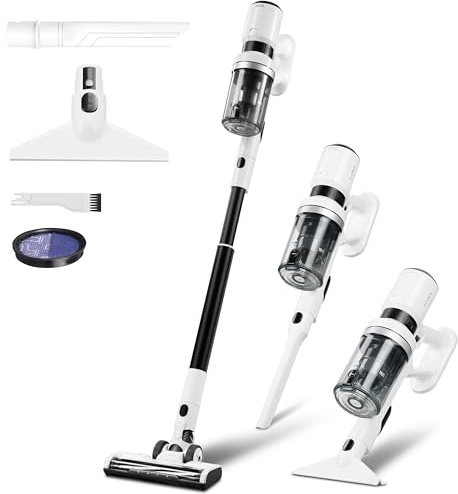 KLAMER Akku Staubsauger, 2-in-1 Staubsauger kabellos & Handstaubsauger, Akkulaufzeit bis 60 min, Akkustaubsauger für Teppich, Auto, Hartböden, Polster & Tierhaare
